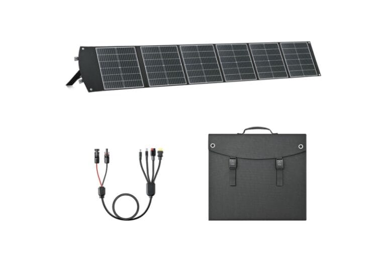 Sola-E UC Series portable fabric-stitched solar panel, foldable with built-in handle.