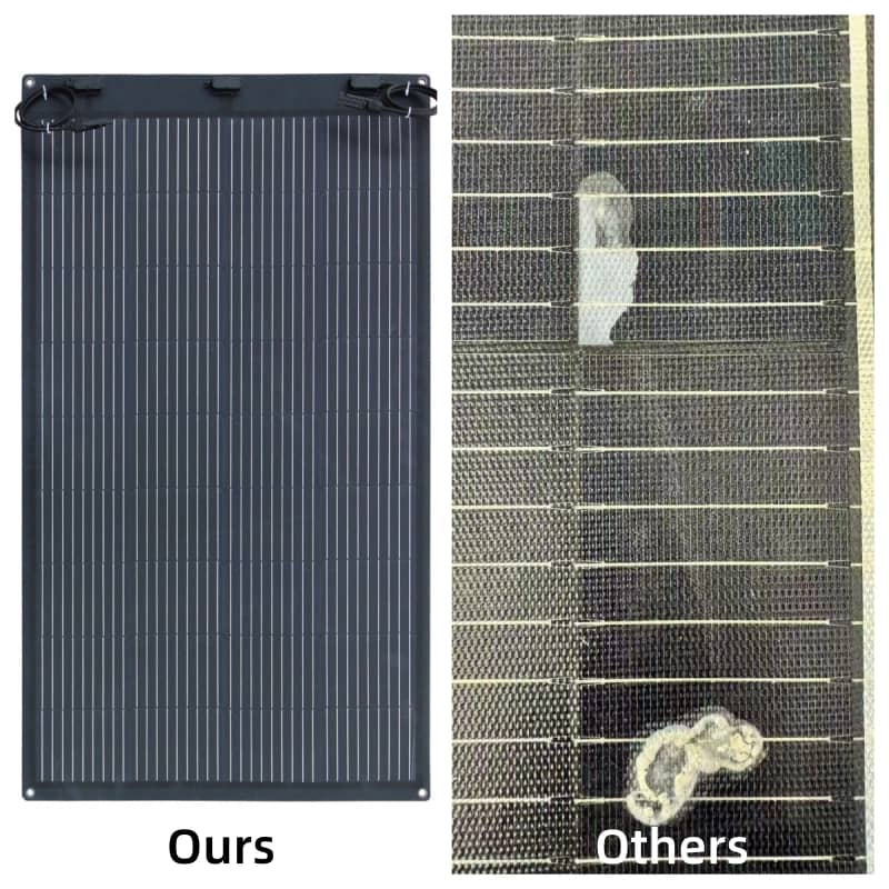 Comparison of marine grade ETFE vs PET solar panels showing degradation