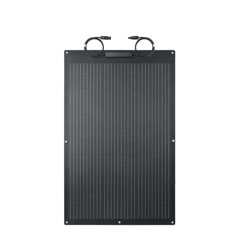 Front view of the Sola-E HPBC USF-100 100W flexible solar panel, showing its high-efficiency cell design.