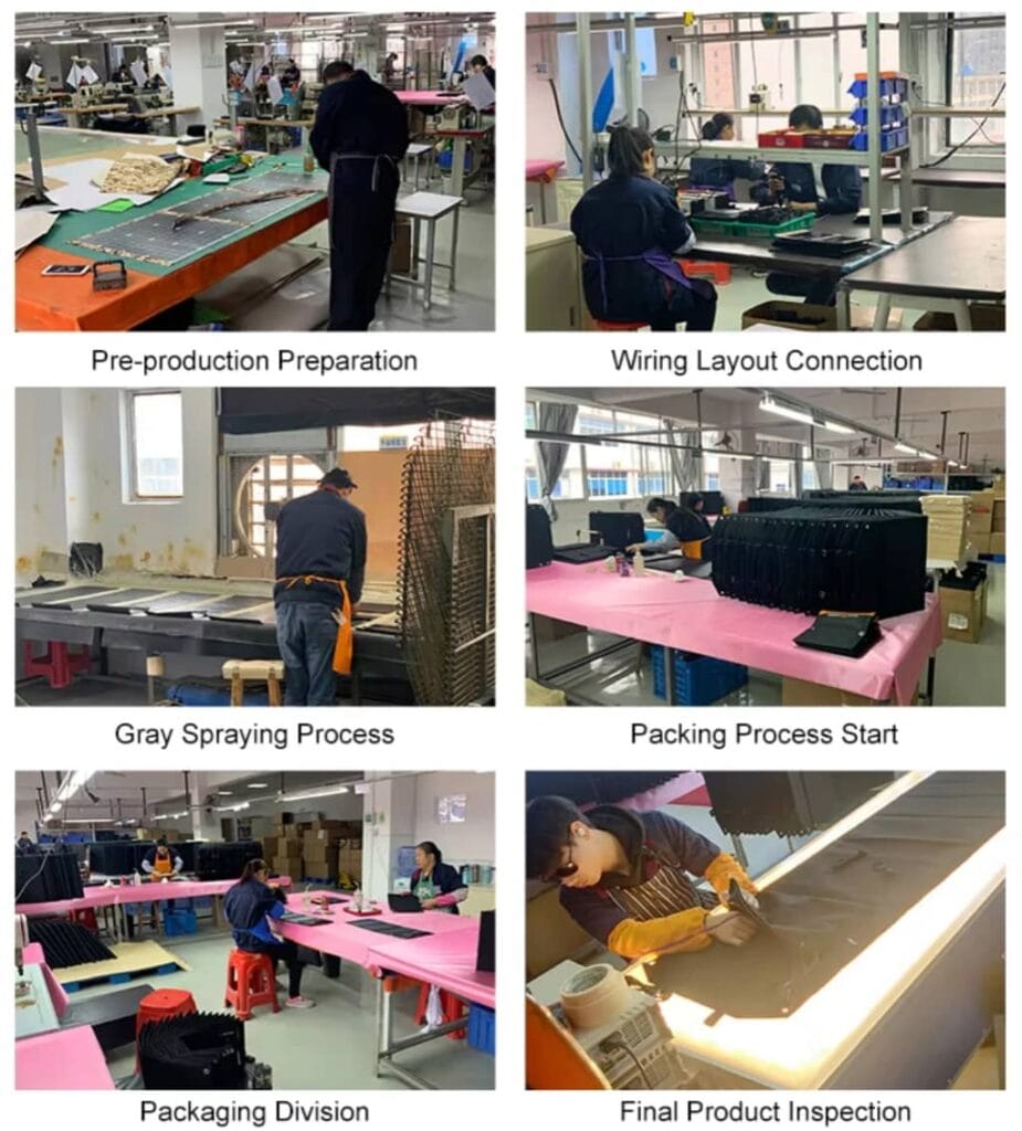 Sola-E Folding/ flexible Solar Panel Production Flow and Quality Control Process in Dongguan Factory