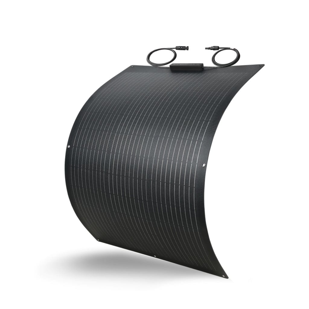 A close-up detail shot of the Sola-E USF-100 panel's ultra-thin 3.5mm profile and the durable ETFE lamination.