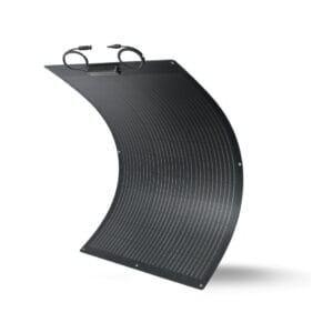 A demonstration of the Sola-E USF-100 solar panel's high flexibility, showing its durability for RV or curved surface installation.