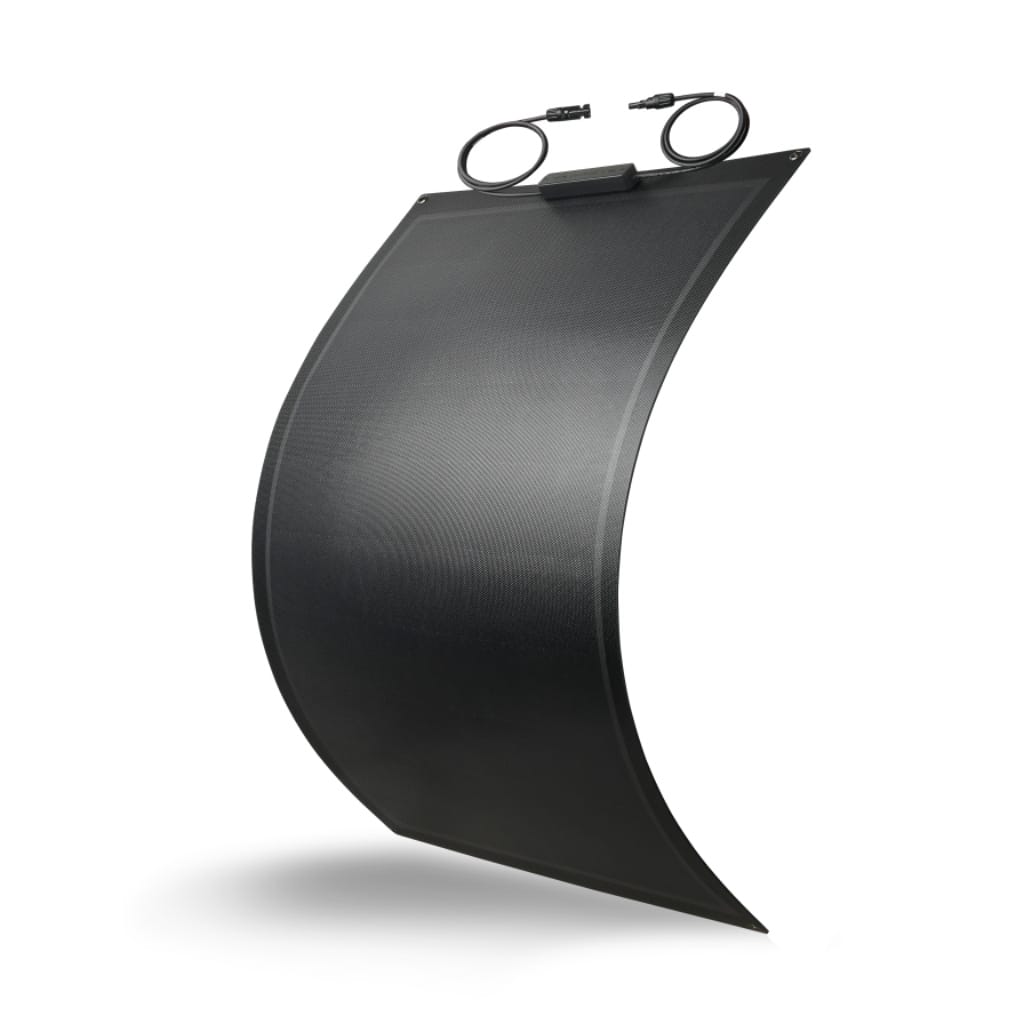 Demonstration of the Sola-E USF-110H flexible solar panel's durability and ability to bend for RV or marine installation.