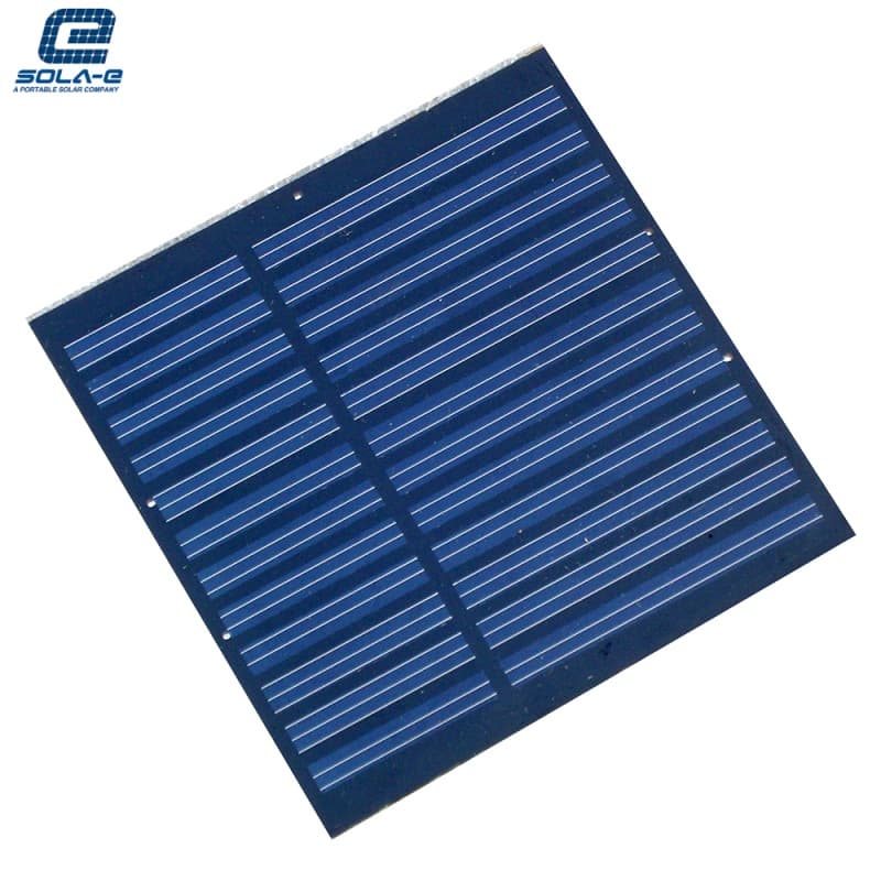 Small OEM square mini solar panel built on a rigid FR4 fiberglass backing for easy soldering and secure mounting in electronic housings.