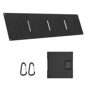 Portable solar panel charger with metal clips for backpack and tent mounting