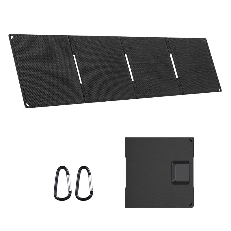 Portable solar panel charger with metal clips for backpack and tent mounting