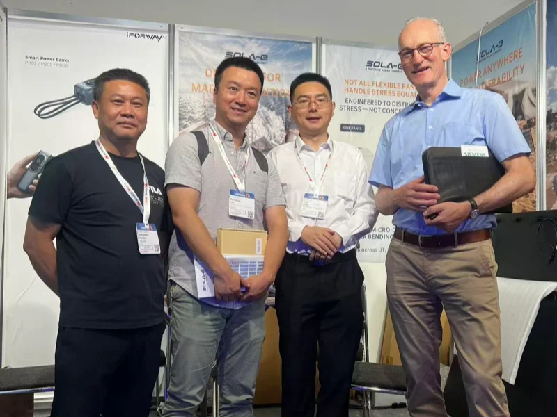 Sola-E team and clients at Intersolar Europe 2026 exhibition booth